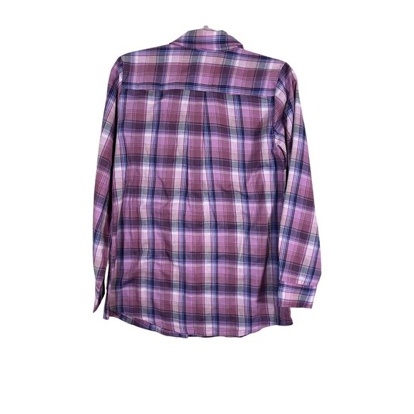 Soft Surroundings Top XS Pink Plaid Floral Embroidery Preppy Boho Western Mature - Picture 6 of 13